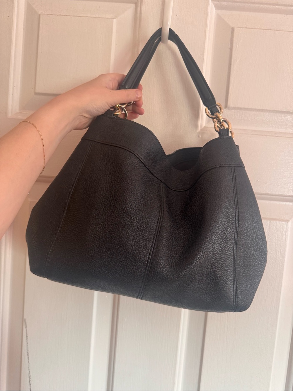 Coach Black Pebbled Leather Shoulder Hobo with Gold Hardware - Picture 5 of 12